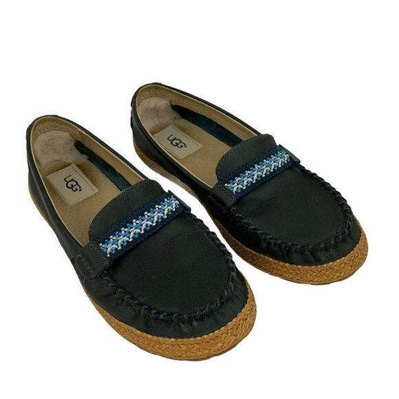 UGG Australia Women's Size 6.5 Kaelee Blue Leather Moccasins Flats 1012505 - Picture 1 of 8
